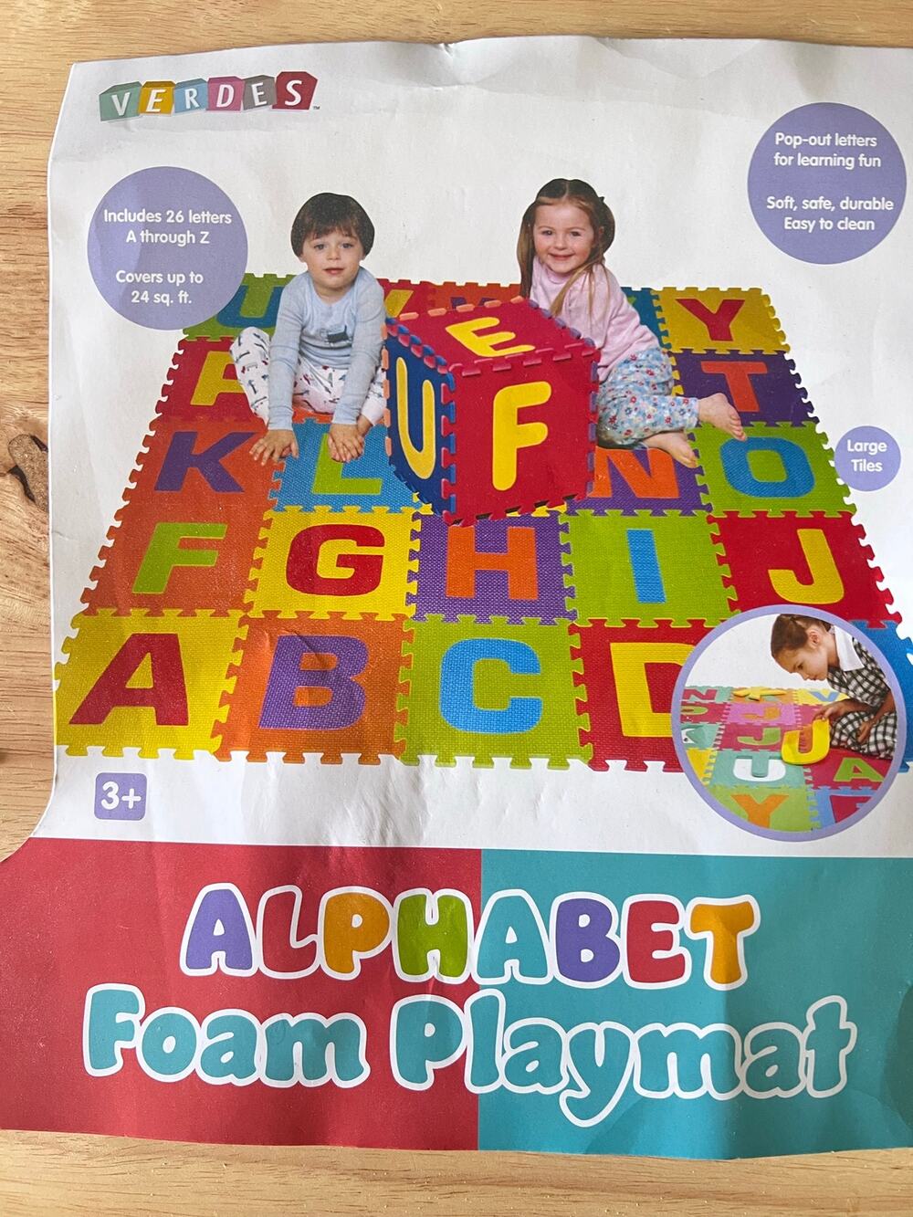 Verdes Alphabet Foam Playmat A to Z Pop out 26 Letters 3+